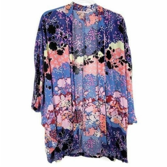 Victoria's Secret Women's Floral Kimono Boho Cover Up Tunic Top Open Front XS - Picture 2 of 10